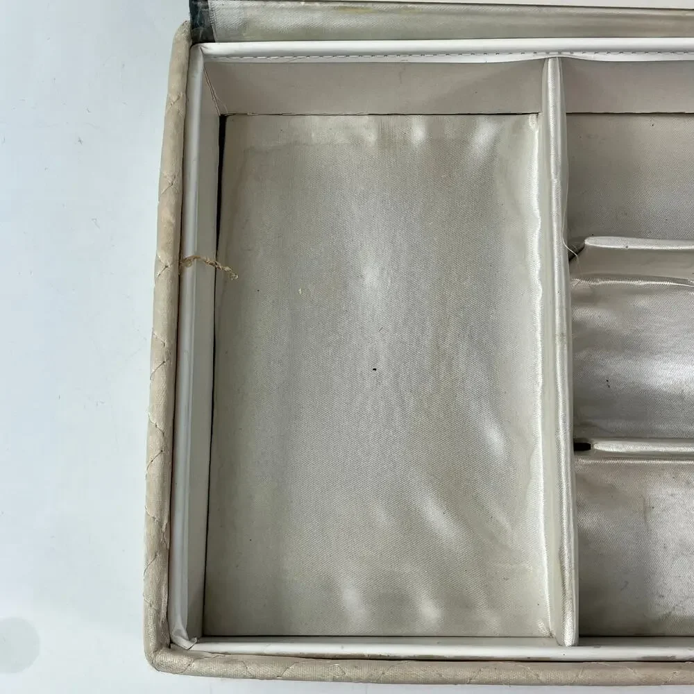 Vintage Quilted Satin Ballet Dancer Jewelry Box August Albo Print Lid 9.5